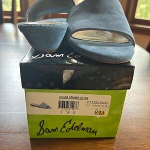 Denim Blue Suede Sam Edelman Slides (8M)